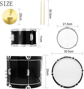 KERA PERKUSJA DLA DZIECI ZESTAW STOŁEK PAŁECZKI BĘBEN BASOWY CZARNA 5