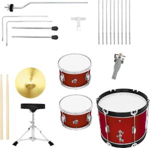 KERA PERKUSJA DLA DZIECI ZESTAW STOŁEK PAŁECZKI BĘBEN BASOWY CZEROWNA 3