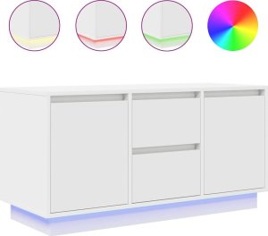 vidaXL Szafka RTV z oświetleniem LED Biała 100x41x50 cm 2