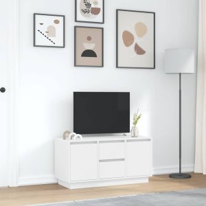 vidaXL Szafka RTV z oświetleniem LED Biała 100x41x50 cm 4