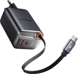 Ładowarka 2w1 USB-C+A McDodo CH-4100 67W GaN, kabel USB-C 65cm, czarna 4