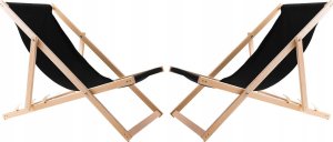 Zestaw stolik do lezaków +2 lezaki CZARNE, Woodok 2