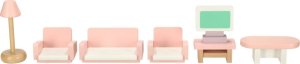 Mebelki do domku dla lalek salon sypialnia łazienka kuchnia drewniane różowe Kik sp. z o.o. sp. k. 3