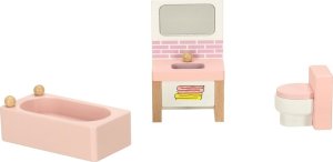 Mebelki do domku dla lalek salon sypialnia łazienka kuchnia drewniane różowe Kik sp. z o.o. sp. k. 6