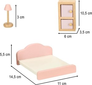 Mebelki do domku dla lalek salon sypialnia łazienka kuchnia drewniane różowe Kik sp. z o.o. sp. k. 10