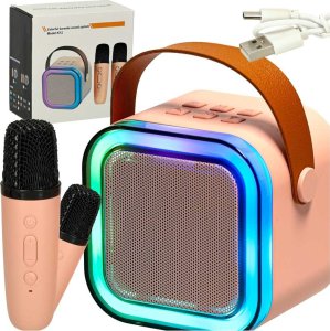 Zestaw do karaoke 2 mikrofony + głośnik przenośny BLUETOOTH USB LED różowy Kik sp. z o.o. sp. k. 1