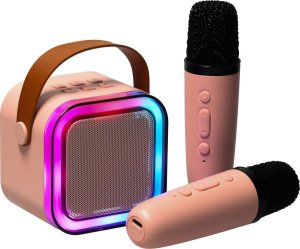 Zestaw do karaoke 2 mikrofony + głośnik przenośny BLUETOOTH USB LED różowy Kik sp. z o.o. sp. k. 2