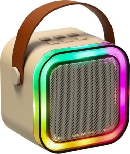 Zestaw do karaoke 2 mikrofony + głośnik przenośny BLUETOOTH USB LED beżowy Kik sp. z o.o. sp. k. 4