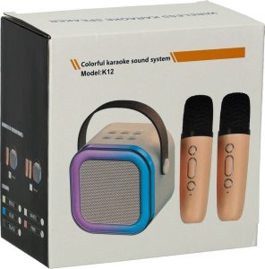 Zestaw do karaoke 2 mikrofony + głośnik przenośny BLUETOOTH USB LED beżowy Kik sp. z o.o. sp. k. 10