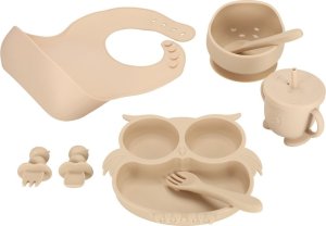 Naczynia silikonowe dla dzieci sowa zestaw 8 elementów beżowy Kik sp. z o.o. sp. k. 11