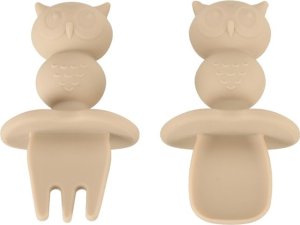 Naczynia silikonowe dla dzieci sowa zestaw 8 elementów beżowy Kik sp. z o.o. sp. k. 8