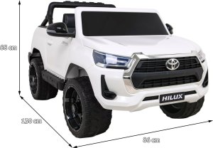 Toyota Hilux na akumulator dla dzieci Biały + Napęd 4x4 + Pilot + 2 bagażniki + Radio MP3 + LED 16