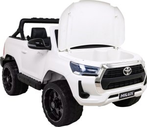 Toyota Hilux na akumulator dla dzieci Biały + Napęd 4x4 + Pilot + 2 bagażniki + Radio MP3 + LED 18