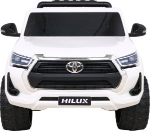 Toyota Hilux na akumulator dla dzieci Biały + Napęd 4x4 + Pilot + 2 bagażniki + Radio MP3 + LED 3