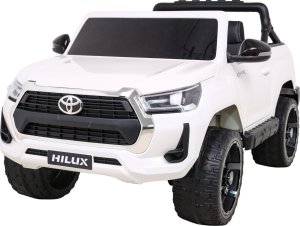 Toyota Hilux na akumulator dla dzieci Biały + Napęd 4x4 + Pilot + 2 bagażniki + Radio MP3 + LED 4