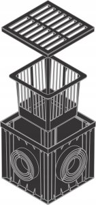 Rainwater well ZMM-MAXPOL with cast iron grate, 300 x 300 x 300 mm, DN75-160, B125 2