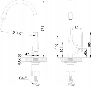 Sink mixer LIGARIA INVENA TREND, with flexible spout, chrome color. 7