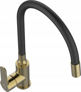 Sink mixer INVENA KSANTI PLUS, with 360deg rotating spout, polished gold color. 3