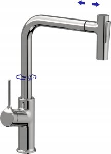 Bateria kuchenna Invena Sink mixer FARSALA, with pull-out spout, chrome color. 2