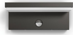 Wall LED outdoor light PHILIPS Bustan, IP44, 9W, 4000K, 1000lm, with motion sensor, anthracite color 18