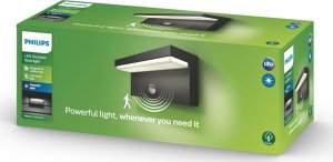 Wall LED outdoor light PHILIPS Bustan, IP44, 9W, 4000K, 1000lm, with motion sensor, anthracite color 20
