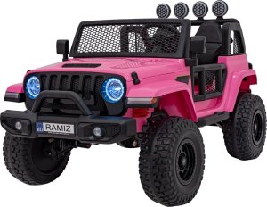 1PUNKT Auto terenowe OFF-ROAD 3.0 dla dzieci Różowy + Pilot + Pasy + Audio LED 3