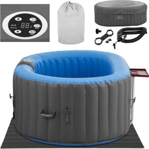 Jacuzzi ogrodowe dmuchane 100 dysz masujących 2 osobowe 550 l niebiesko - szare UNIPRODO 1