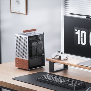 Jonsbo T6 PC Gehäuse, Mini-Tower, Mini-ITX, Tempered Glass, Holz - silber 2
