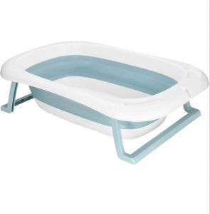 Wanienka dla dzieci składana 35 L dla niemowląt, z termometrem i poduszką biało-niebieska UNIWERSALNY 11