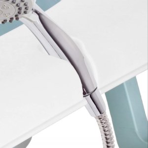 Wanienka dla dzieci składana 35 L dla niemowląt, z termometrem i poduszką biało-niebieska UNIWERSALNY 19