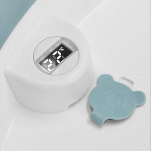 Wanienka dla dzieci składana 35 L dla niemowląt, z termometrem i poduszką biało-niebieska UNIWERSALNY 21