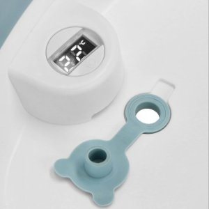 Wanienka dla dzieci składana 35 L dla niemowląt, z termometrem i poduszką biało-niebieska UNIWERSALNY 22