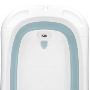 Wanienka dla dzieci składana 35 L dla niemowląt, z termometrem i poduszką biało-niebieska UNIWERSALNY 25