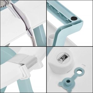 Wanienka dla dzieci składana 35 L dla niemowląt, z termometrem i poduszką biało-niebieska UNIWERSALNY 27