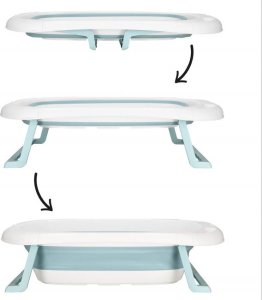 Wanienka dla dzieci składana 35 L dla niemowląt, z termometrem i poduszką biało-niebieska UNIWERSALNY 28