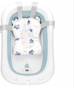Wanienka dla dzieci składana 35 L dla niemowląt, z termometrem i poduszką biało-niebieska UNIWERSALNY 31
