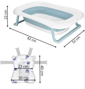 Wanienka dla dzieci składana 35 L dla niemowląt, z termometrem i poduszką biało-niebieska UNIWERSALNY 33