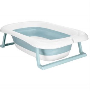 Wanienka dla dzieci składana 35 L dla niemowląt, z termometrem i poduszką biało-niebieska UNIWERSALNY 7