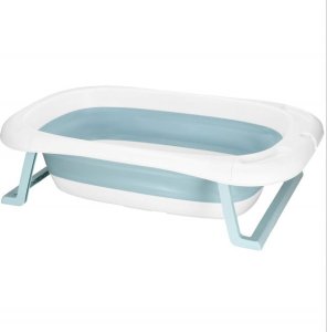 Wanienka dla dzieci składana 35 L dla niemowląt, z termometrem i poduszką biało-niebieska UNIWERSALNY 9