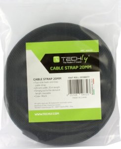 Mocna Opaska Kablowa Taśma Rzepowa 10m x 20mm Techly Rzep do Cięcia Czarny 2