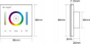 MiBoxer ŚCIENNY STEROWNIK OŚWIETLENIA LED P3 2.4 GHz, RGBCCT (RGBWW) 12&nbsp;... 24&nbsp;V DC MiBOXER 8