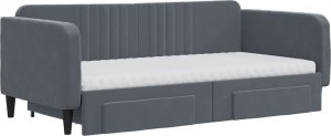 vidaXL Sofa rozsuwana z szufladami, ciemnoszara, 90x190 cm, aksamit 3