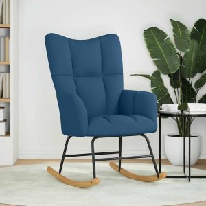 vidaXL Fotel bujany, niebieski, tapicerowany tkaniną 3