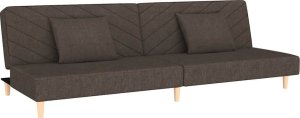 vidaXL 2-osobowa kanapa, 2 poduszki, brązowa, tapicerowana tkaniną 2