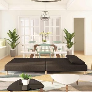 vidaXL 2-osobowa kanapa, 2 poduszki, brązowa, tapicerowana tkaniną 3