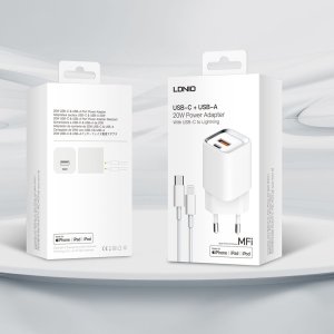 Ładowarka z kablem Licencja Apple MFI 20W 2x USB 9