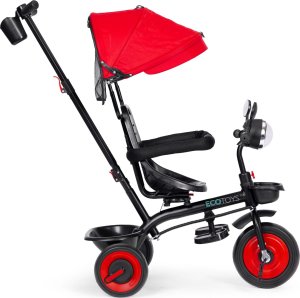 Rowerek trójkołowy dla dzieci spacerówka 3w1 obracane siedzisko daszek czerwony ECOTOYS 3