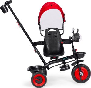 Rowerek trójkołowy dla dzieci spacerówka 3w1 obracane siedzisko daszek czerwony ECOTOYS 4