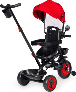 Rowerek trójkołowy dla dzieci spacerówka 3w1 obracane siedzisko daszek czerwony ECOTOYS 5