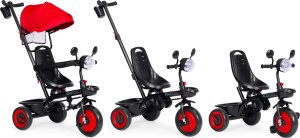Rowerek trójkołowy dla dzieci spacerówka 3w1 obracane siedzisko daszek czerwony ECOTOYS 6